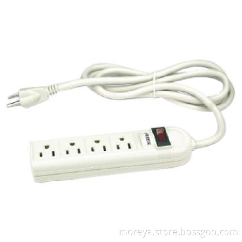 Power strip, American standard, 4 socket outlets, PC+ABS plastic, extension cordNew